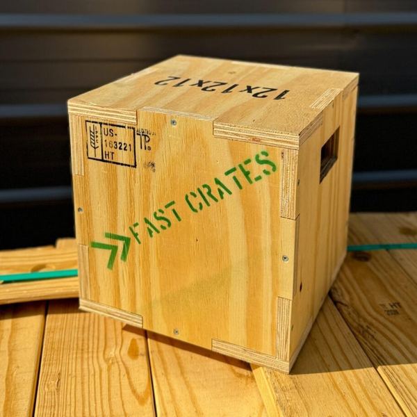 Fast Crates 12×12×12 inch plywood shipping crate with handle cutouts