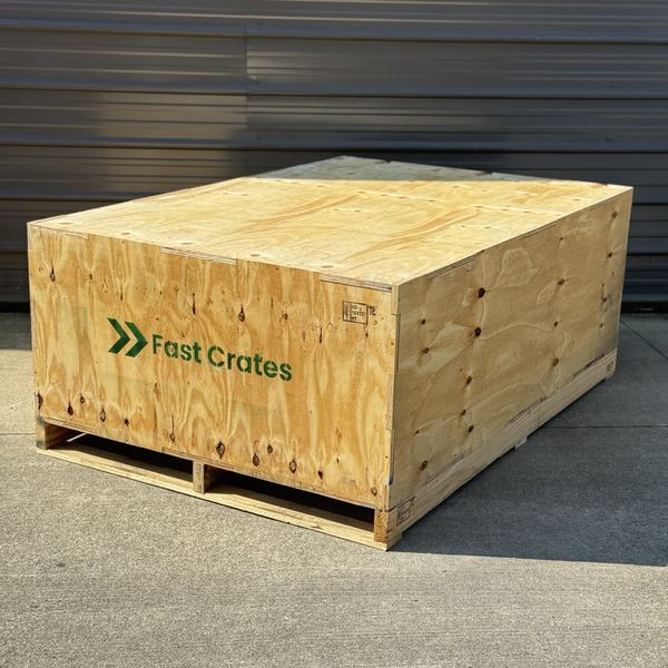 Fast Crates 72×48×24 inch plywood shipping crate on a pallet base